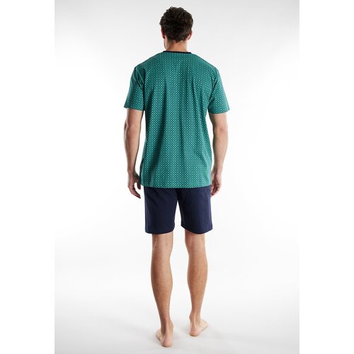 Götzburg Heren Shortama – 100% Katoen – Knoopsluiting – Groen/Donkerblauw