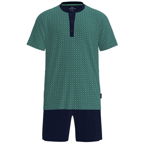 Götzburg Heren Shortama – 100% Katoen – Knoopsluiting – Groen/Donkerblauw