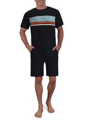 Ceceba Heren Shortama – 100% Katoen – Donkerblauw met Print