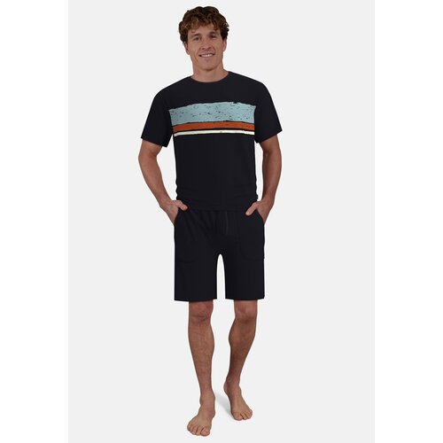 Ceceba Heren Shortama – 100% Katoen – Donkerblauw met Print