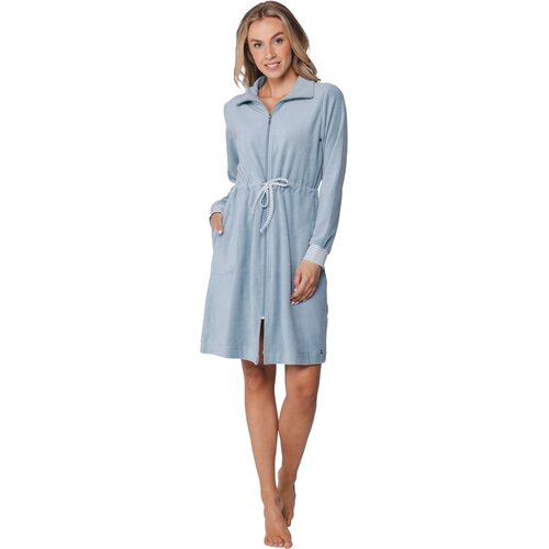 Pastunette Badjas met Rits – Stone Blue – 100 cm – Extra Zacht