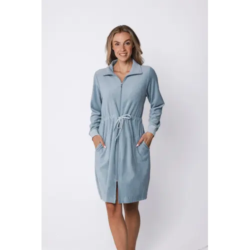 Pastunette Badjas met Rits – Stone Blue – 100 cm – Extra Zacht