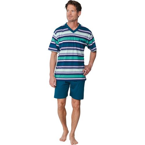 Robson Heren Shortama – Donkergroen – Streepdessin – 100% Katoen