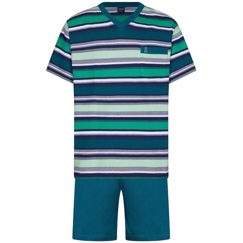 Robson Heren Shortama – Donkergroen – Streepdessin – 100% Katoen