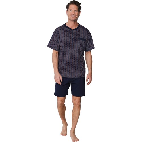 Robson Heren Shortama – Donkerblauw – Grafisch Dessin – 100% Katoen