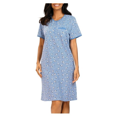 Comtessa Dames nachthemd korte mouw - blauw gestreept