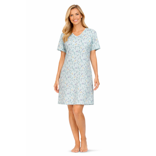 Comtessa Dames nachthemd sky blue - bloemen