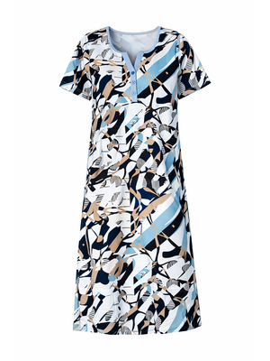 Ascafa Dames Nachthemd – 95 cm – Korte Mouw – Dessin – 100% Katoen