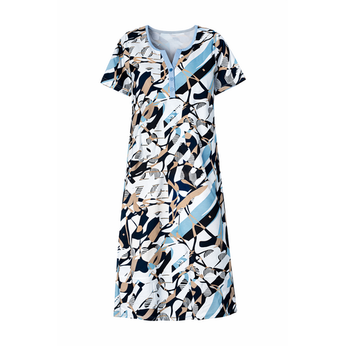 Ascafa Dames Nachthemd – 95 cm – Korte Mouw – Dessin – 100% Katoen