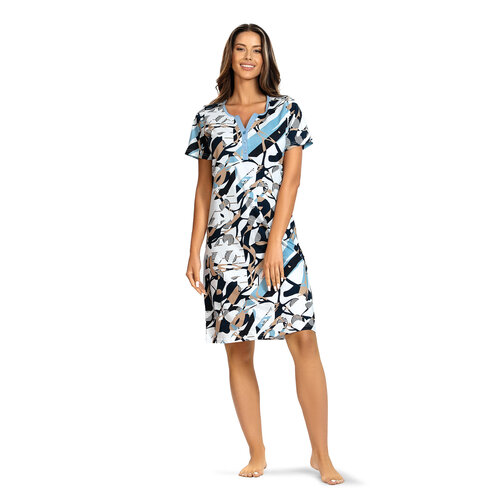 Ascafa Dames Nachthemd – 95 cm – Korte Mouw – Dessin – 100% Katoen