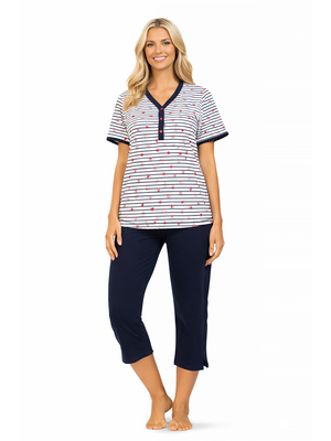 Comtessa Dames Pyjama – Gestreept – 7/8 Broek – 100% Katoen