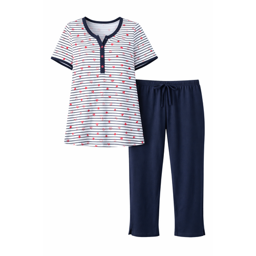 Comtessa Dames Pyjama – Gestreept – 7/8 Broek – 100% Katoen