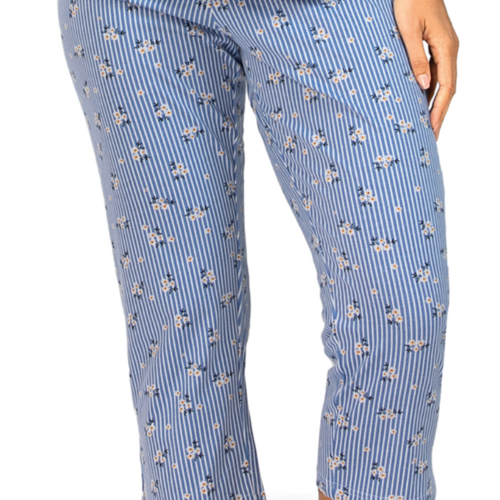 Comtessa Dames Pyjama – 7/8 Broek – Korte Mouw – Blauw – 100% Katoen