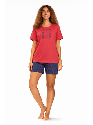 Comtessa Dames shortama katoen - rood
