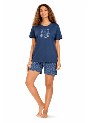 Comtessa Dames shortama katoen - blauw Comtessa Dames shortama katoen - blauw
