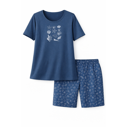 Comtessa Dames shortama katoen - blauw