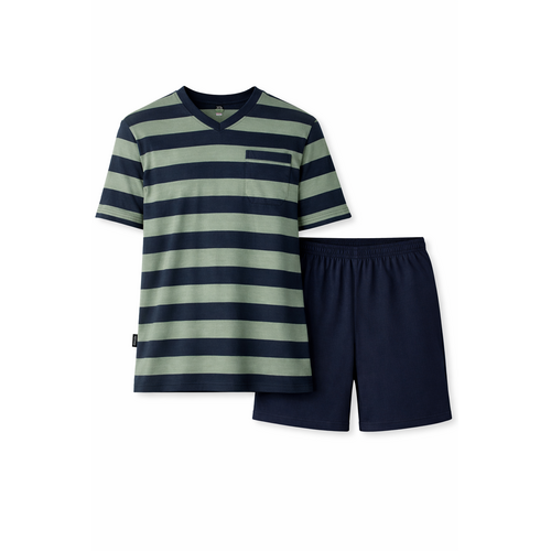 Comte Heren Shortama – Gestreept Groen/Blauw – 100% Katoen