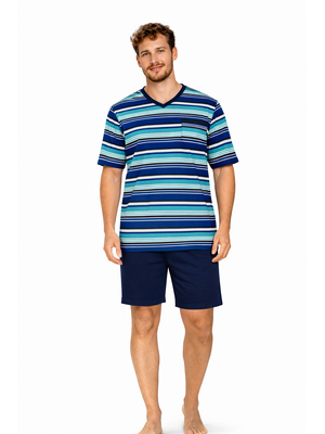 Comte Heren Shortama – Gestreept – Blauw – 100% Katoen Comte Heren Shortama – Gestreept – Blauw – 100% Katoen