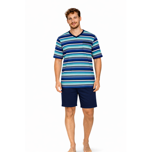 Comte Heren Shortama – Gestreept – Blauw – 100% Katoen