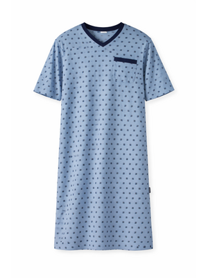 Comte Heren nachthemd korte mouw - lichtblauw print Comte Heren nachthemd korte mouw - lichtblauw print