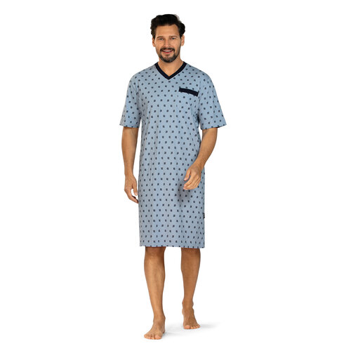 Comte Heren nachthemd korte mouw - lichtblauw print Comte Heren nachthemd korte mouw - lichtblauw print