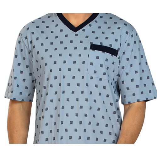 Comte Heren nachthemd korte mouw - lichtblauw print Comte Heren nachthemd korte mouw - lichtblauw print