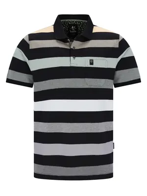 Hajo Heren Polo – Piqué – Strepen – Premium Kwaliteit – Regular Fit