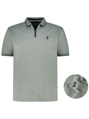 Hajo Heren Polo – Groen – Grafisch Dessin – Rits – Premium Kwaliteit – Regular Fit