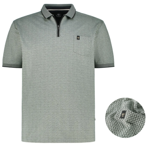 Hajo Heren Polo – Groen – Grafisch Dessin – Rits – Premium Kwaliteit – Regular Fit Hajo Heren Polo – Groen – Grafisch Dessin – Rits – Premium Kwaliteit – Regular Fit