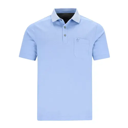 Hajo Heren Poloshirt – Softknit – Azur Blauw (Slub Yarn)