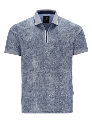 Hajo Heren Poloshirt – Stay Fresh – Blauw met Floral Print & Ritssluiting Hajo Heren Poloshirt – Stay Fresh – Blauw met Floral Print & Ritssluiting