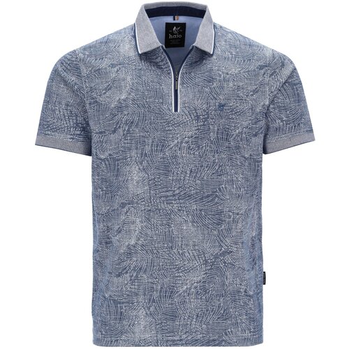 Hajo Heren Poloshirt – Stay Fresh – Blauw met Floral Print & Ritssluiting