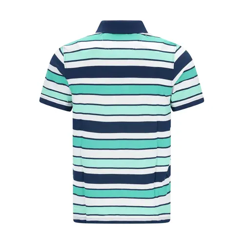 Hajo Heren Poloshirt – Stay Fresh – Blauw/Groen  Gestreept – Met Rits