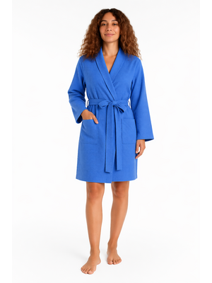 Cocodream Dames Badjas Wafelstructuur Blauw - Lichtgewicht