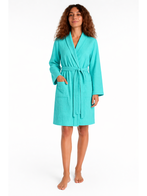 Cocodream Dames Badjas Wafelstructuur Turquoise - Lichtgewicht