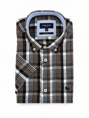 Pre End Heren overhemd korte mouw -  geruit - strijkvrij
