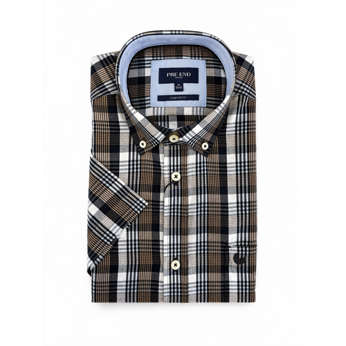 Pre End Heren overhemd korte mouw -  geruit - strijkvrij
