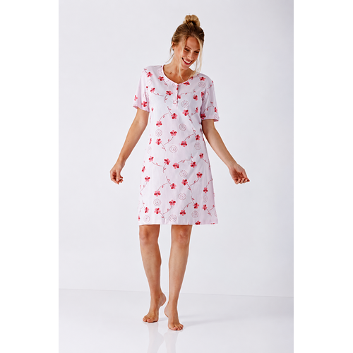 Hajo Dames nachthemd flowers - korte mouw - katoen - 110 cm Hajo Dames nachthemd flowers - korte mouw - katoen - 110 cm