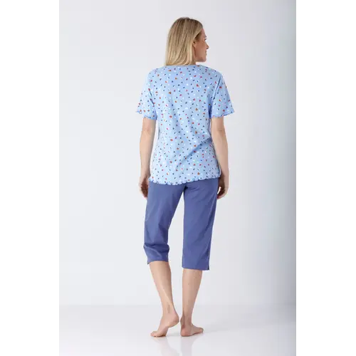 Hajo Dames Pyjama Capri Lichtblauw – 100% Gekamde Katoen Hajo Dames Pyjama Capri Lichtblauw – 100% Gekamde Katoen
