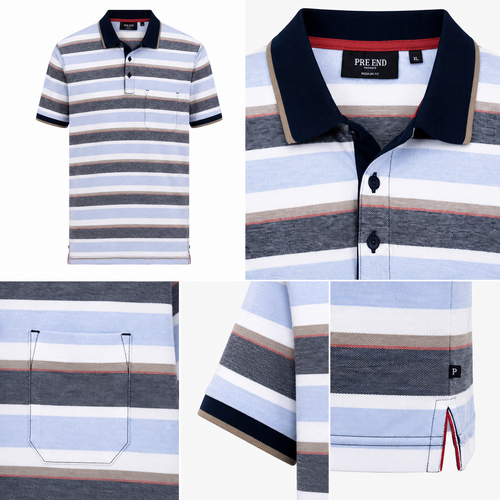 Pre End Heren Polo – 100% Katoen – Regular Fit – Fijne Streep