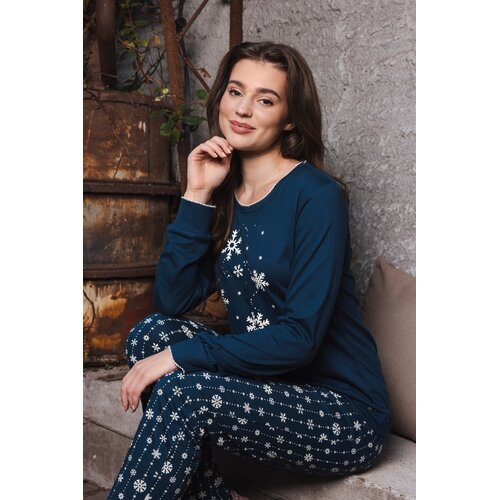 Rebelle Dames Pyjama Snowy Sparkles – Donkerblauw – 100% Biologisch Katoen Rebelle Dames Pyjama Snowy Sparkles – Donkerblauw – 100% Biologisch Katoen