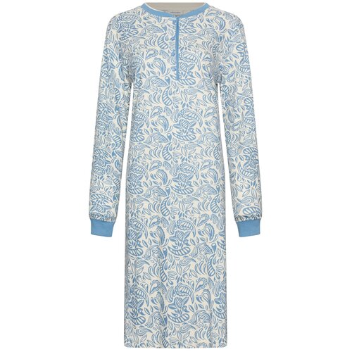 Pastunette Dames Nachthemd Nordic Leaf – Blauw – 100% Interlock Katoen Pastunette Dames Nachthemd Nordic Leaf – Blauw – 100% Interlock Katoen