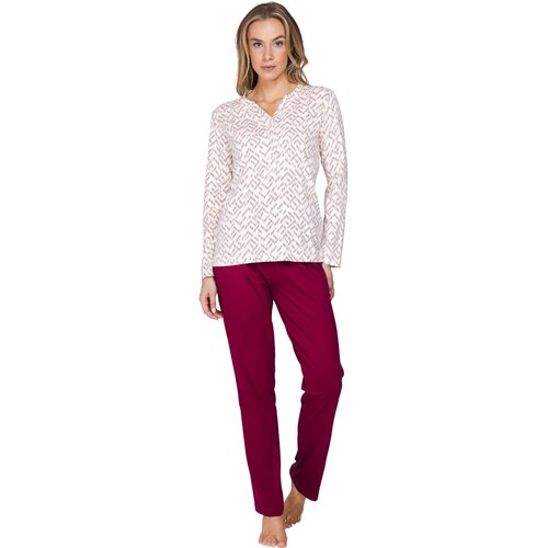Pastunette Dames Pyjama Rosewood Comfort – Ecru/Donkerrood Pastunette Dames Pyjama Rosewood Comfort – Ecru/Donkerrood