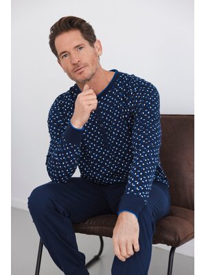 Pastunette Heren Pyjama Blue Draft – Donkerblauw – 100% Katoen