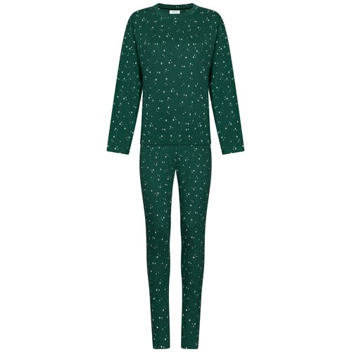 Rebelle Dames Pyjama Cozy – Donkergroen met Sterren – 100% Katoen Rebelle Dames Pyjama Cozy – Donkergroen met Sterren – 100% Katoen