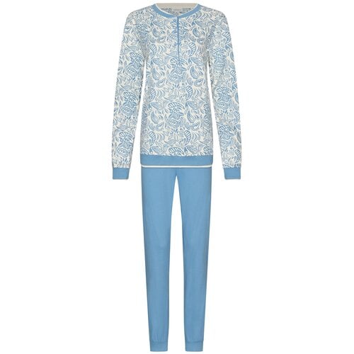 Pastunette Dames Pyjama Soft Paisley – Ecru/Lichtblauw – 100% Interlock Katoen