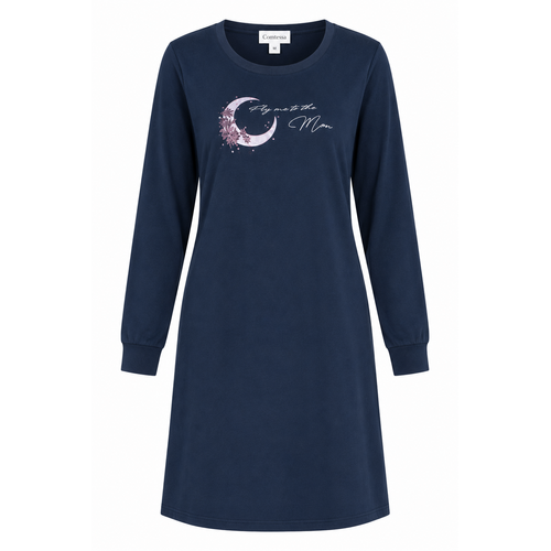 Comtessa Dames Nachthemd – 100% Katoen – Lange Mouwen – Maanprint – Donkerblauw – 95 cm Comtessa Dames Nachthemd – 100% Katoen – Lange Mouwen – Maanprint – Donkerblauw – 95 cm