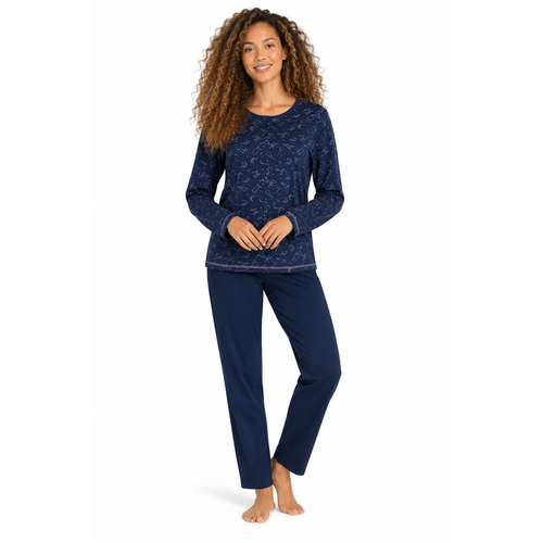 Comtessa Dames Pyjama – 100% Katoen – 3 Knoopjes – Donkerblauw Comtessa Dames Pyjama – 100% Katoen – 3 Knoopjes – Donkerblauw