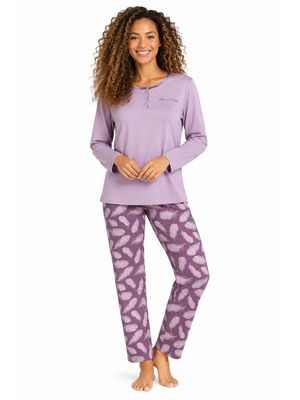 Comtessa Dames Pyjama – 100% Katoen – Single Jersey – Lila/Paars