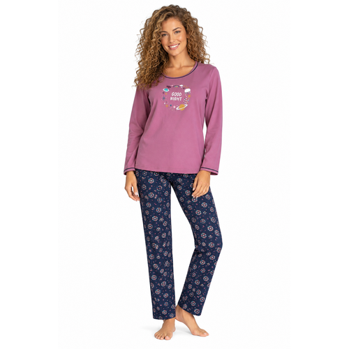 Comtessa Dames Pyjama – Katoen– Good Night – Oudroze/Donkerblauw Comtessa Dames Pyjama – Katoen– Good Night – Oudroze/Donkerblauw